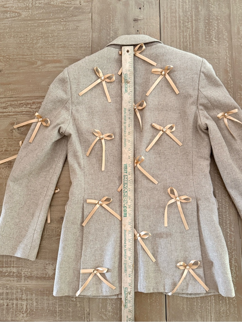 Lukas Roe Embellished Wool Blazer with Satin Bows & Crystal Details | Size 38 - Picture 4 of 8